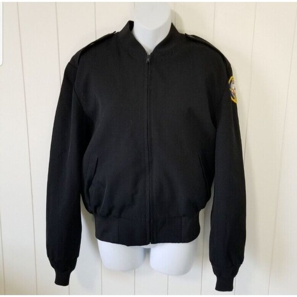 Neptune Jackets & Blazers - Neptune Garment Co Bomber Jacket Size 14 Regular Black Officer Full Zip